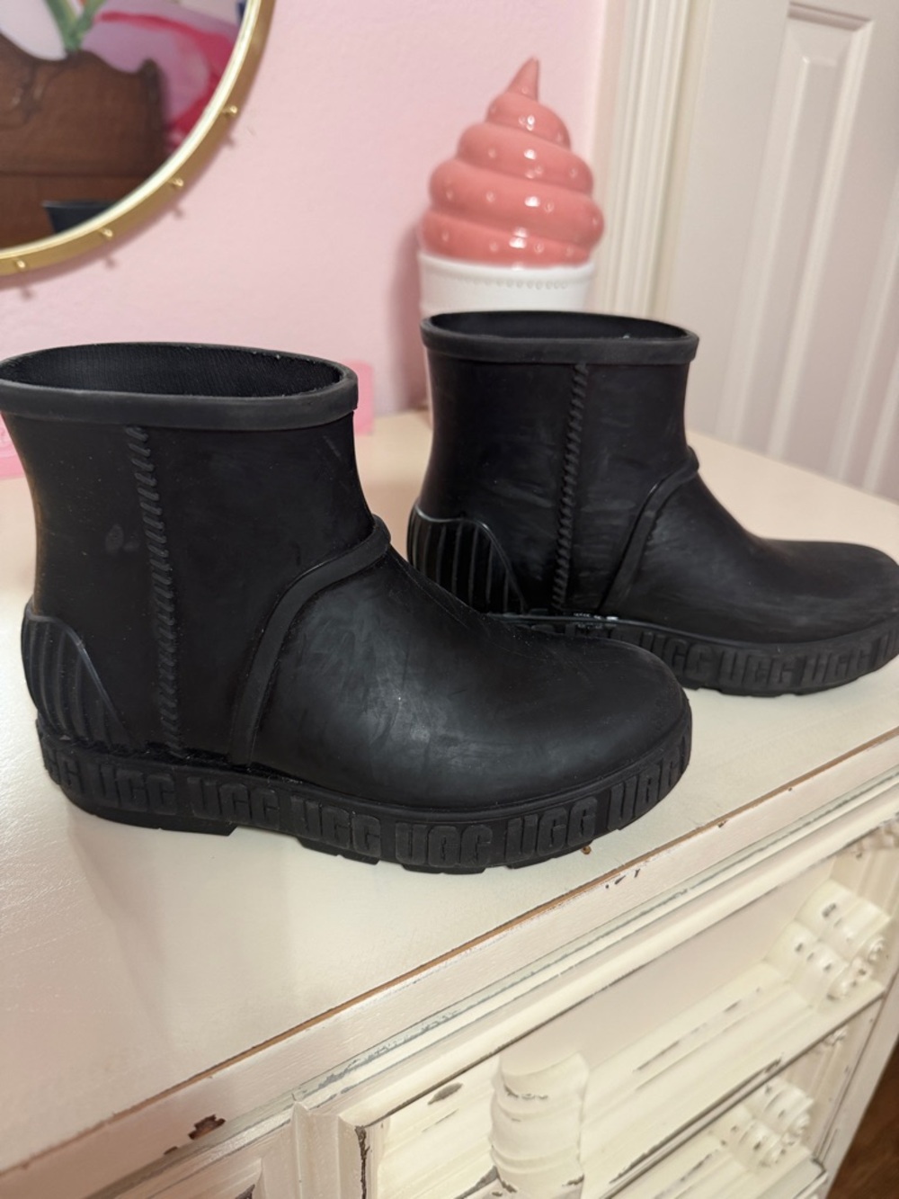 UGG Kids Black Short Rain Boots